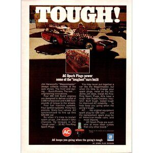 1973 AC Spark Plugs Jim Hargood Wagonmaster Vintage Print Ad Man Cave Wall Art